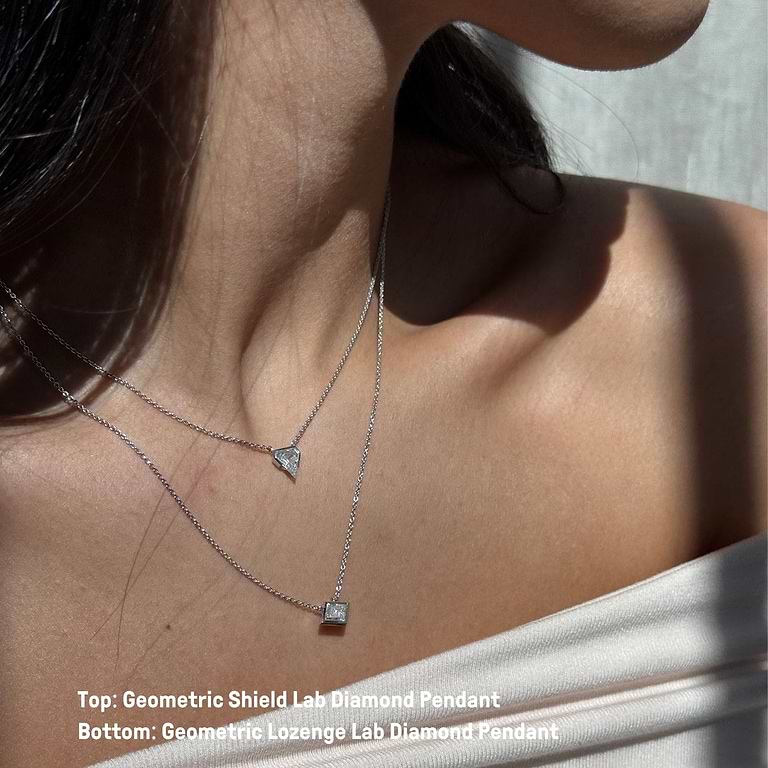 Geometric Lozenge Lab Diamond Pendant