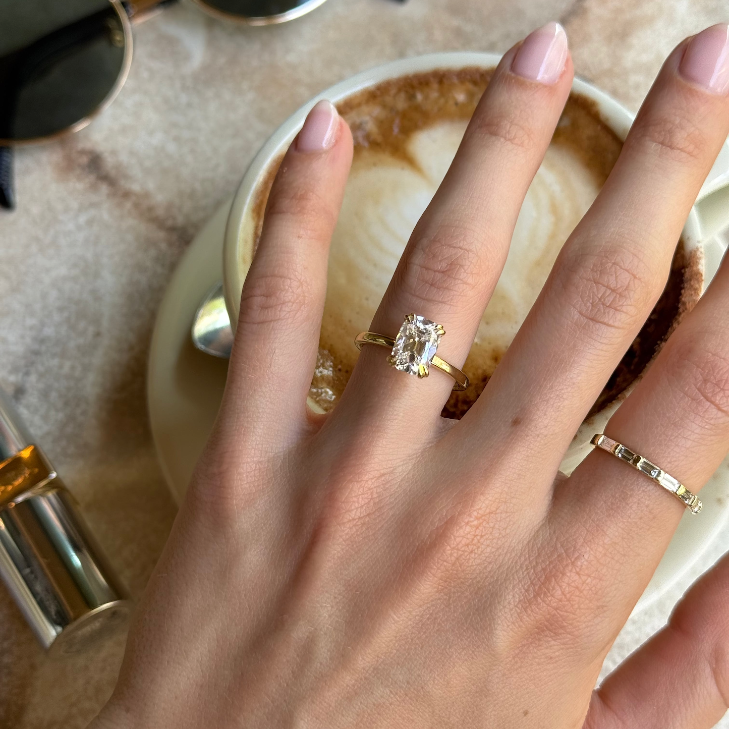 SOLD Old Mine Cut 2.41ct Lab Diamond Hidden Halo Ring