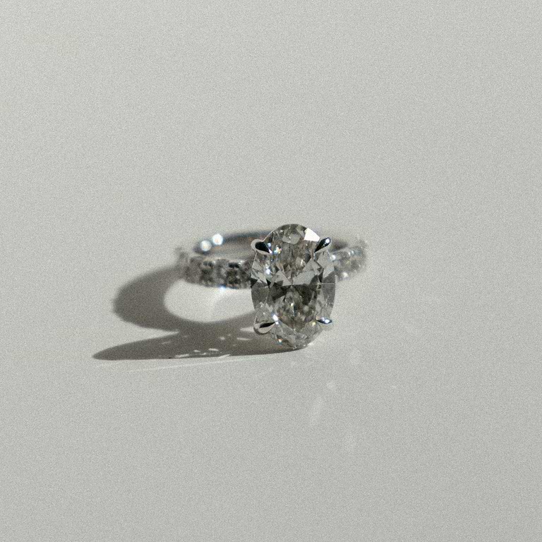 SOLD Oval 3.23ct G VS2 IGI Lab Diamond Wide Pave Band Ring