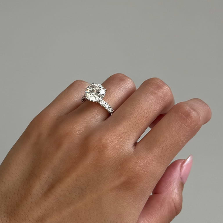 SOLD Round 4.48ct F VVS2 IGI Lab Diamond Wide Pave Ring
