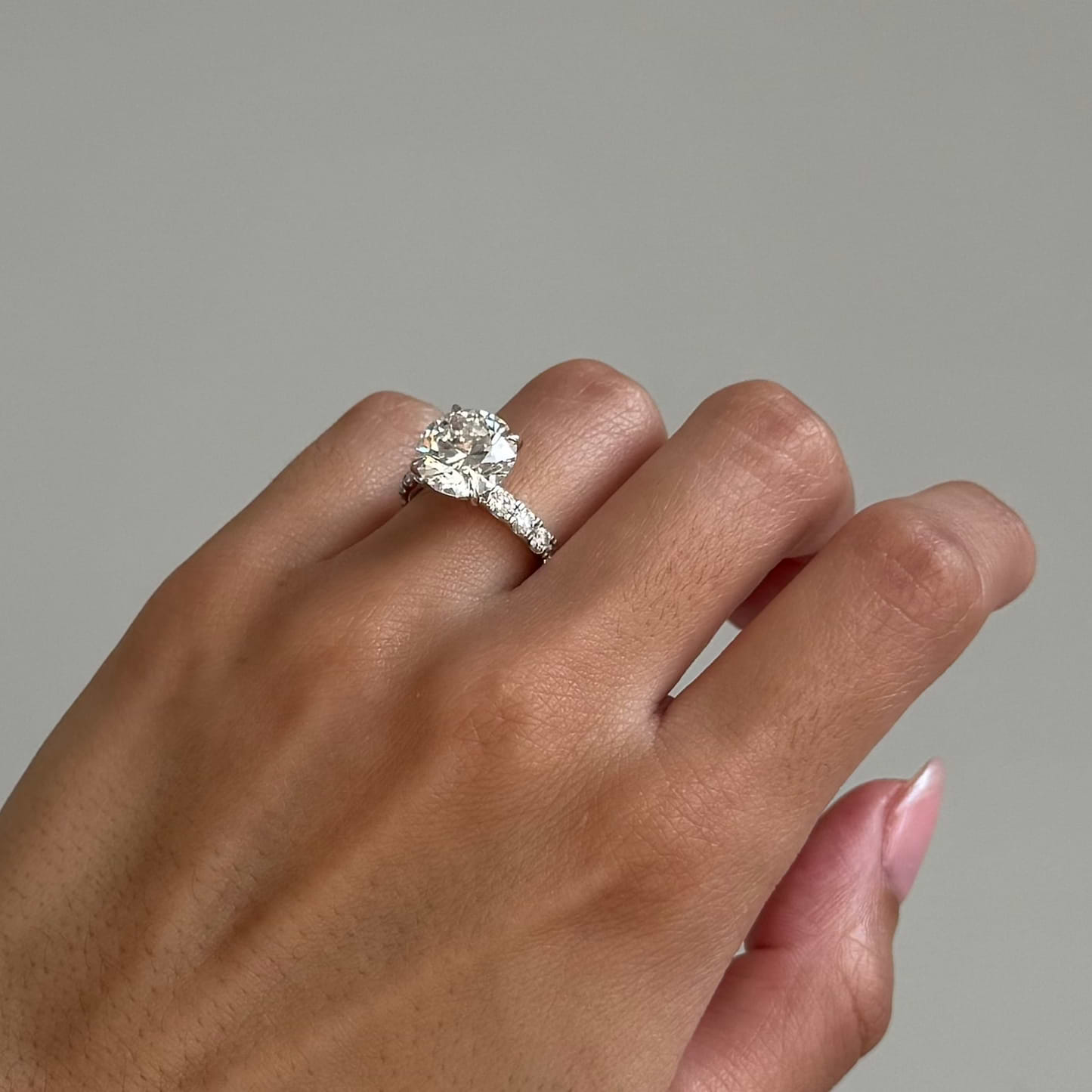 SOLD Round 4.48ct F VVS2 IGI Lab Diamond Wide Pave Ring