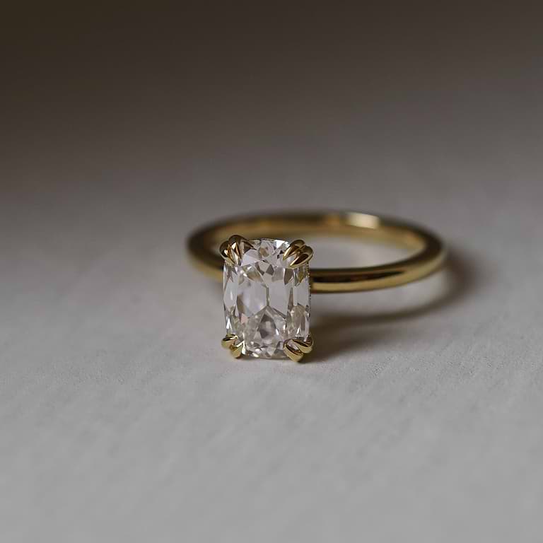SOLD Old Mine Cut 2.41ct Lab Diamond Hidden Halo Ring