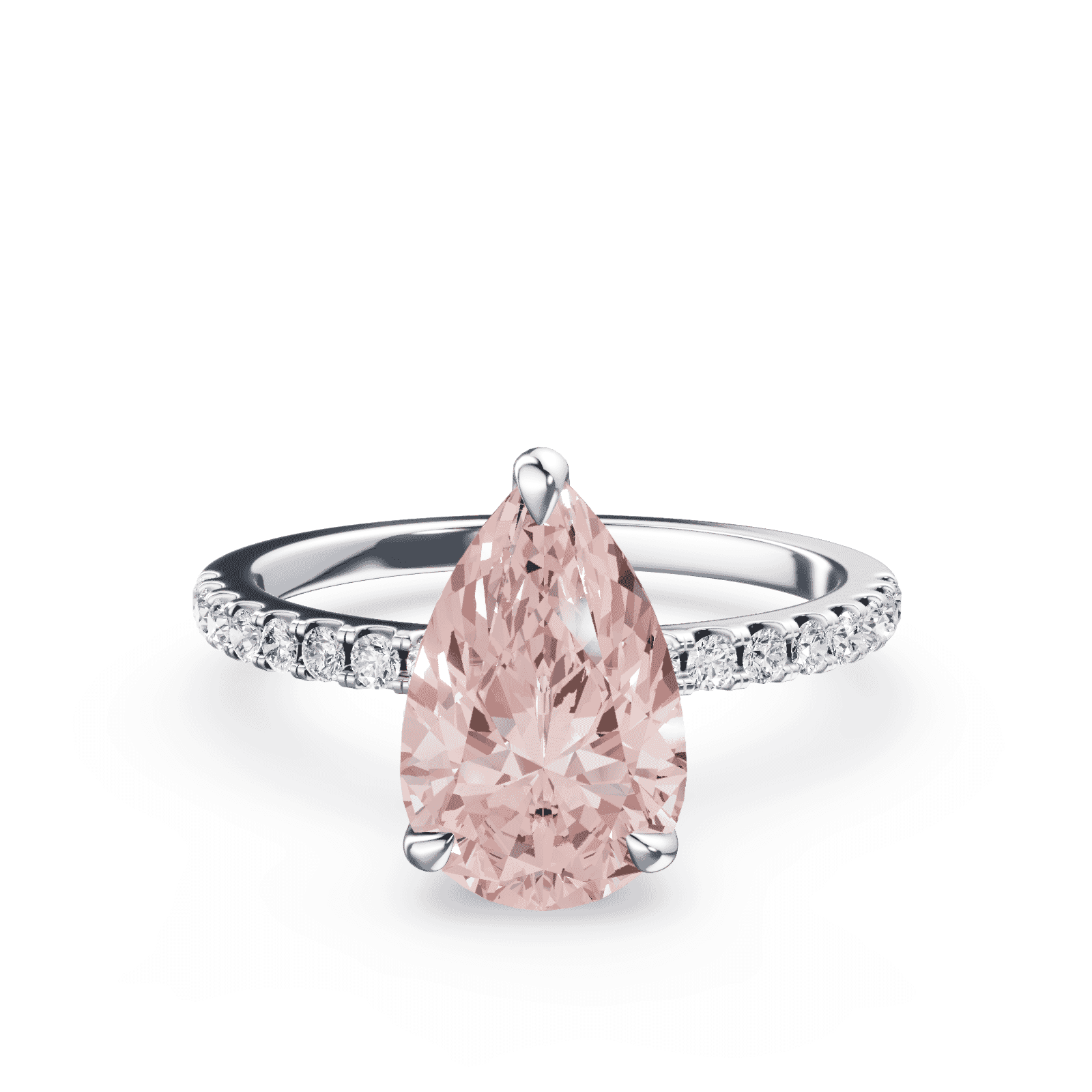 Pear Cut Pink Diamond Pave Ring