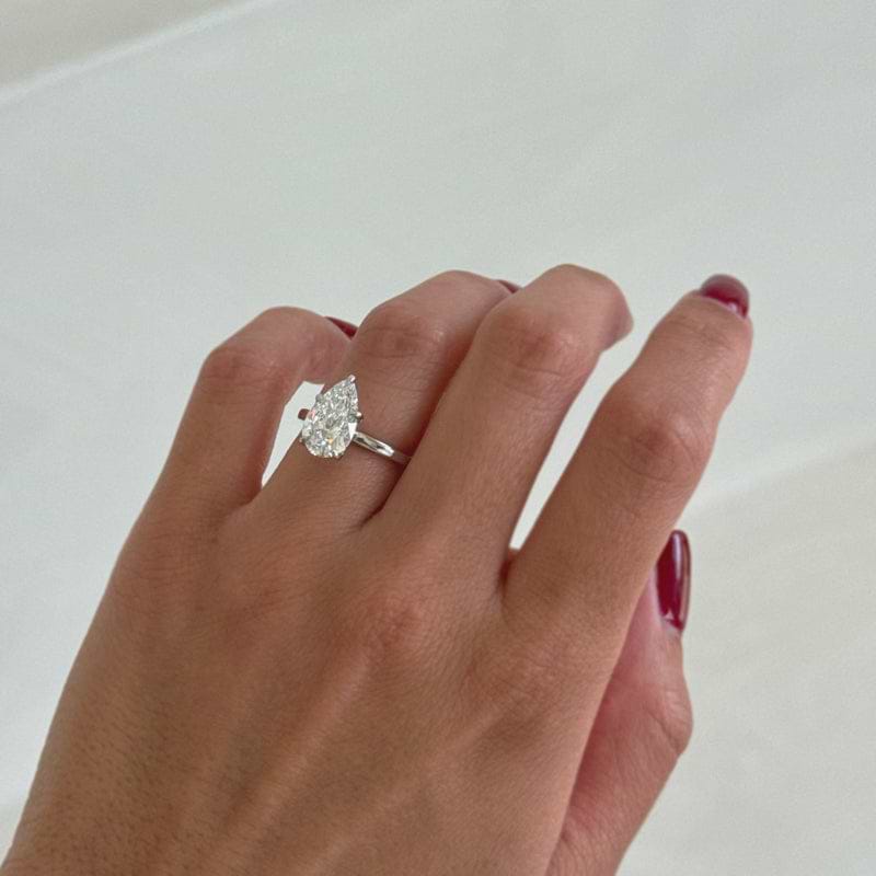 SOLD Pear 2.57ct Hidden Halo 5 Prong Ring