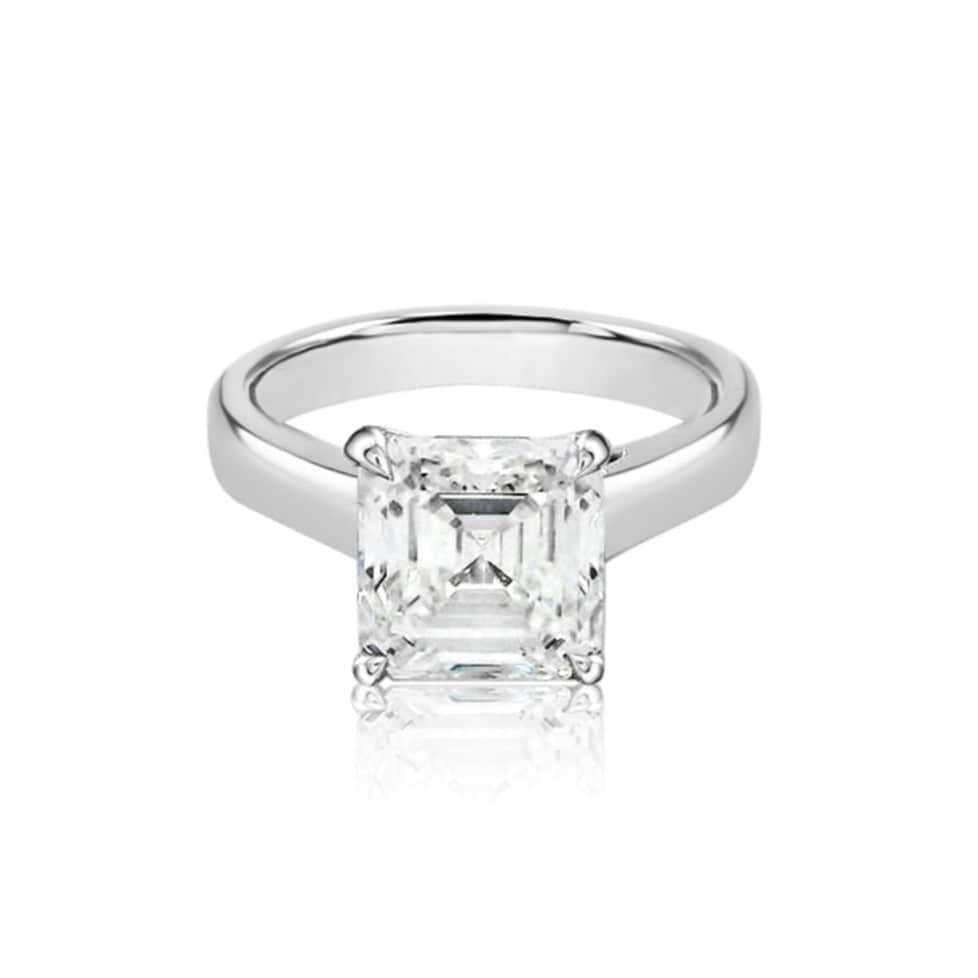 SOLD Asscher Cut 3.33ct Wide Cathedral White Gold Ring
