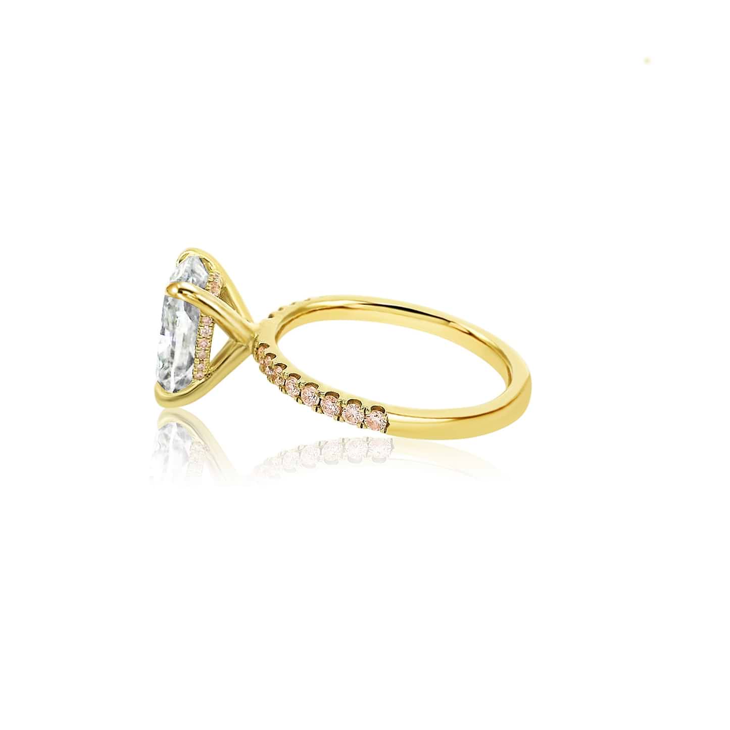 SOLD Elongated Cushion Cut 3.21ct Hidden Halo Pink Pave Ring