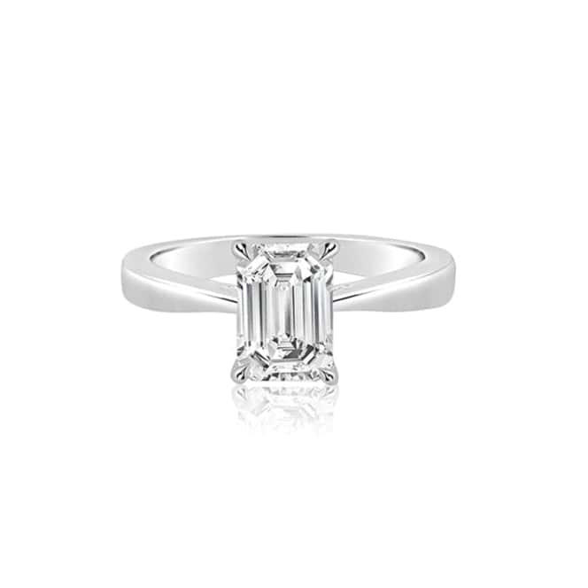 Emerald Cut 1.02ct Mini Cathedral White Gold Ring