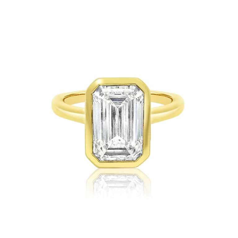 SOLD Emerald Cut 3.24ct Cathedral Bezel Ring