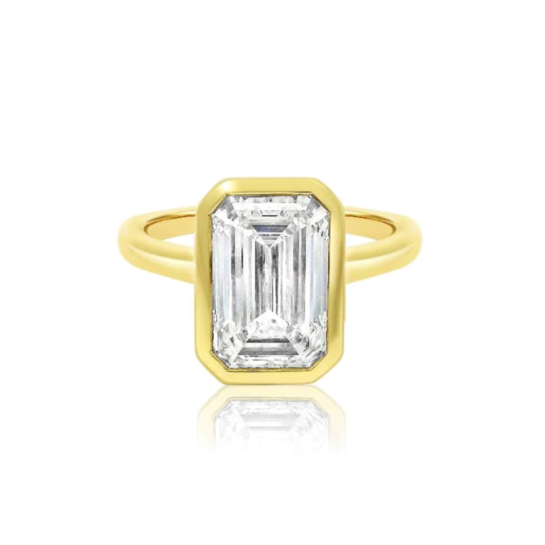 SOLD Emerald Cut 3.24ct Cathedral Bezel Ring