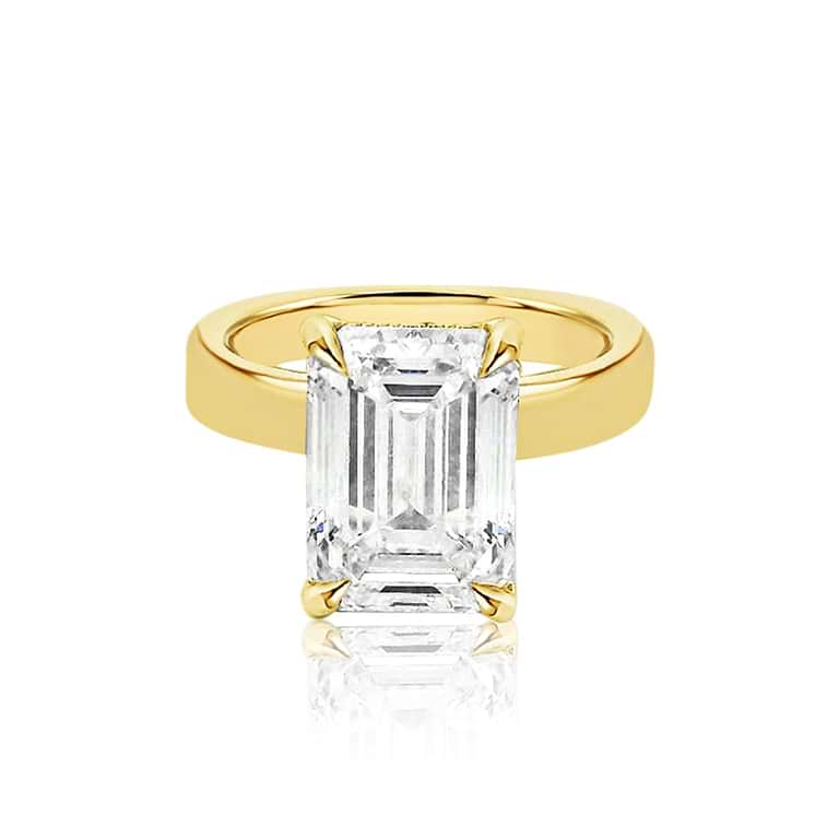 Emerald Cut 3.82ct Hidden Halo Wide Solitaire Ring