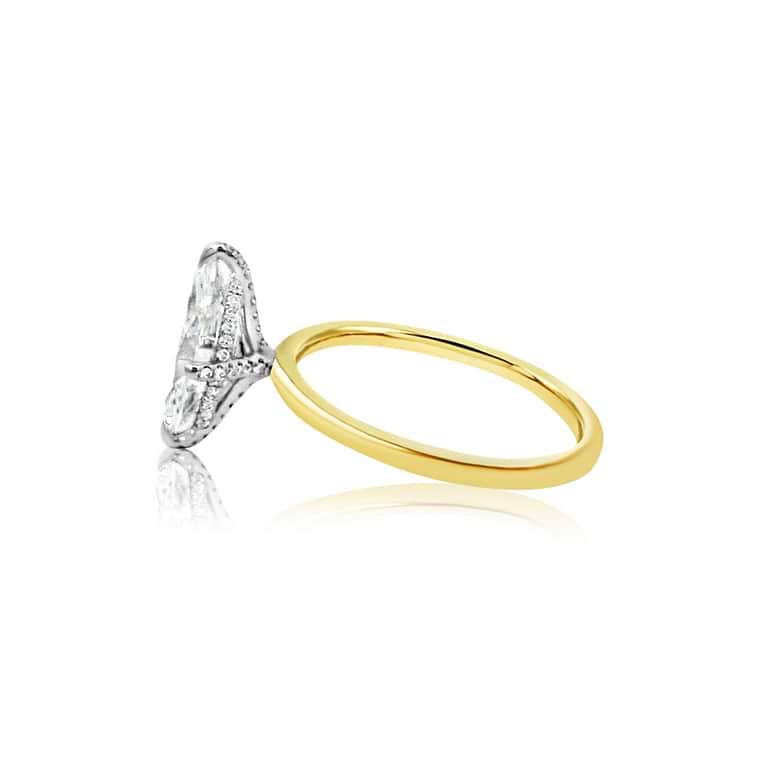 SOLD Marquise Cut 2.39ct Pave Prong Two Tone Diamond Ring