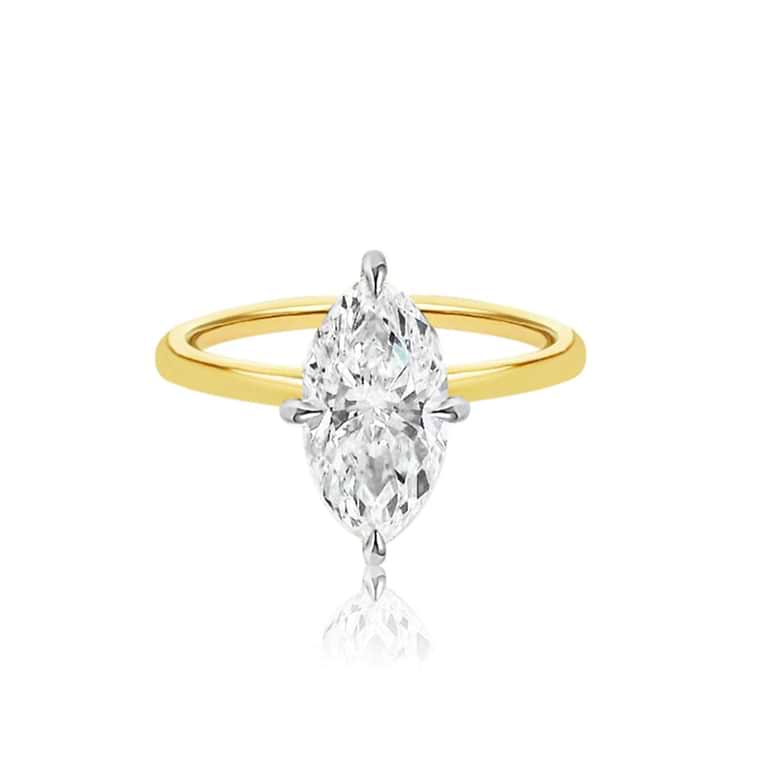 SOLD Marquise Cut 2.39ct Pave Prong Two Tone Diamond Ring
