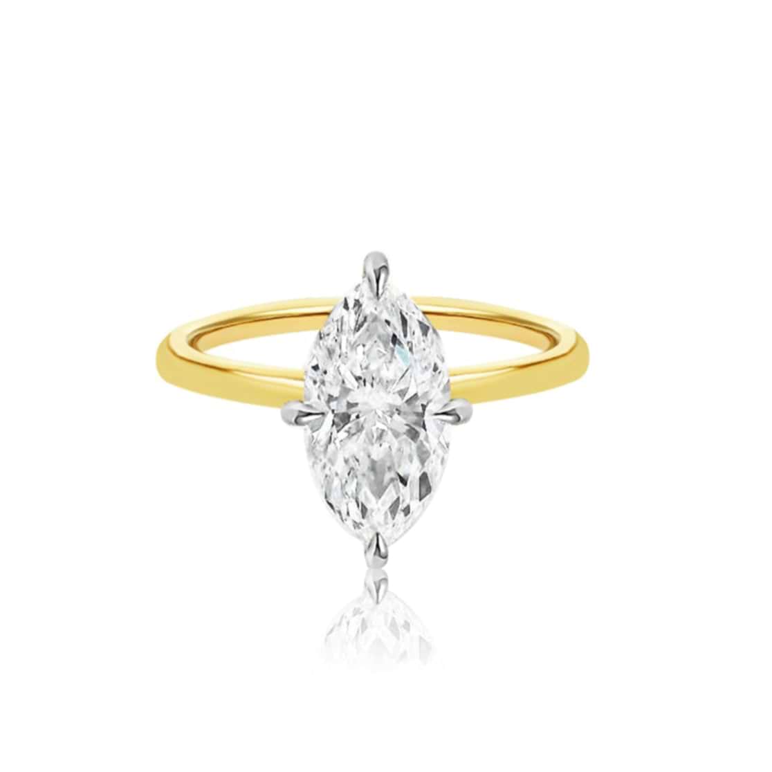 SOLD Marquise Cut 2.39ct Pave Prong Two Tone Diamond Ring