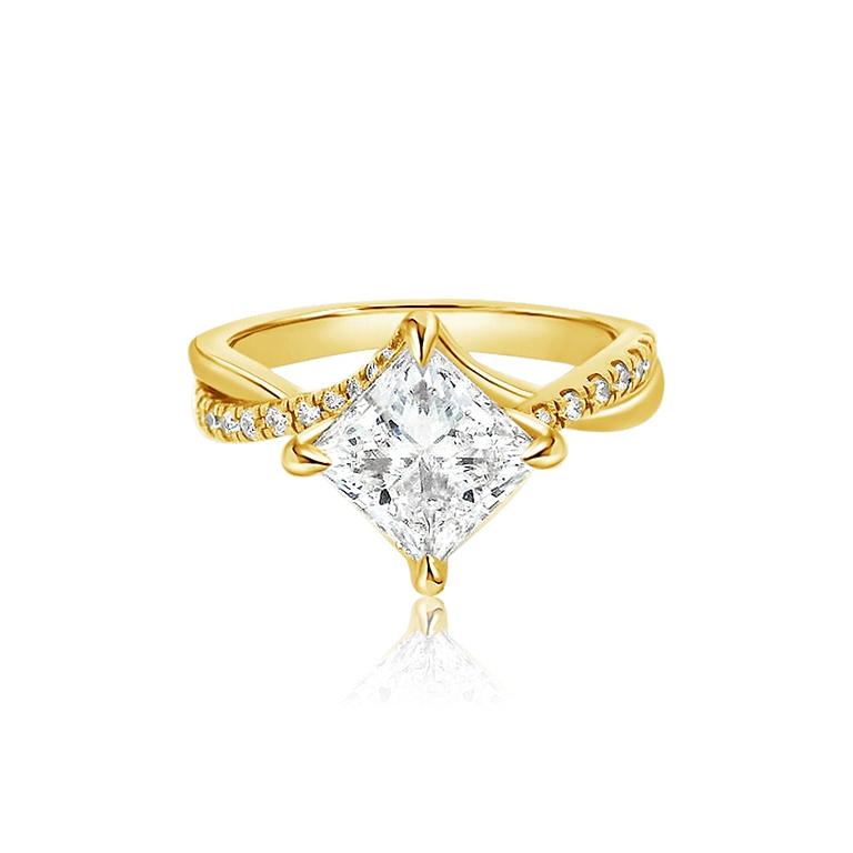 Princess Cut 2.00ct Diamond Pave Twist Ring