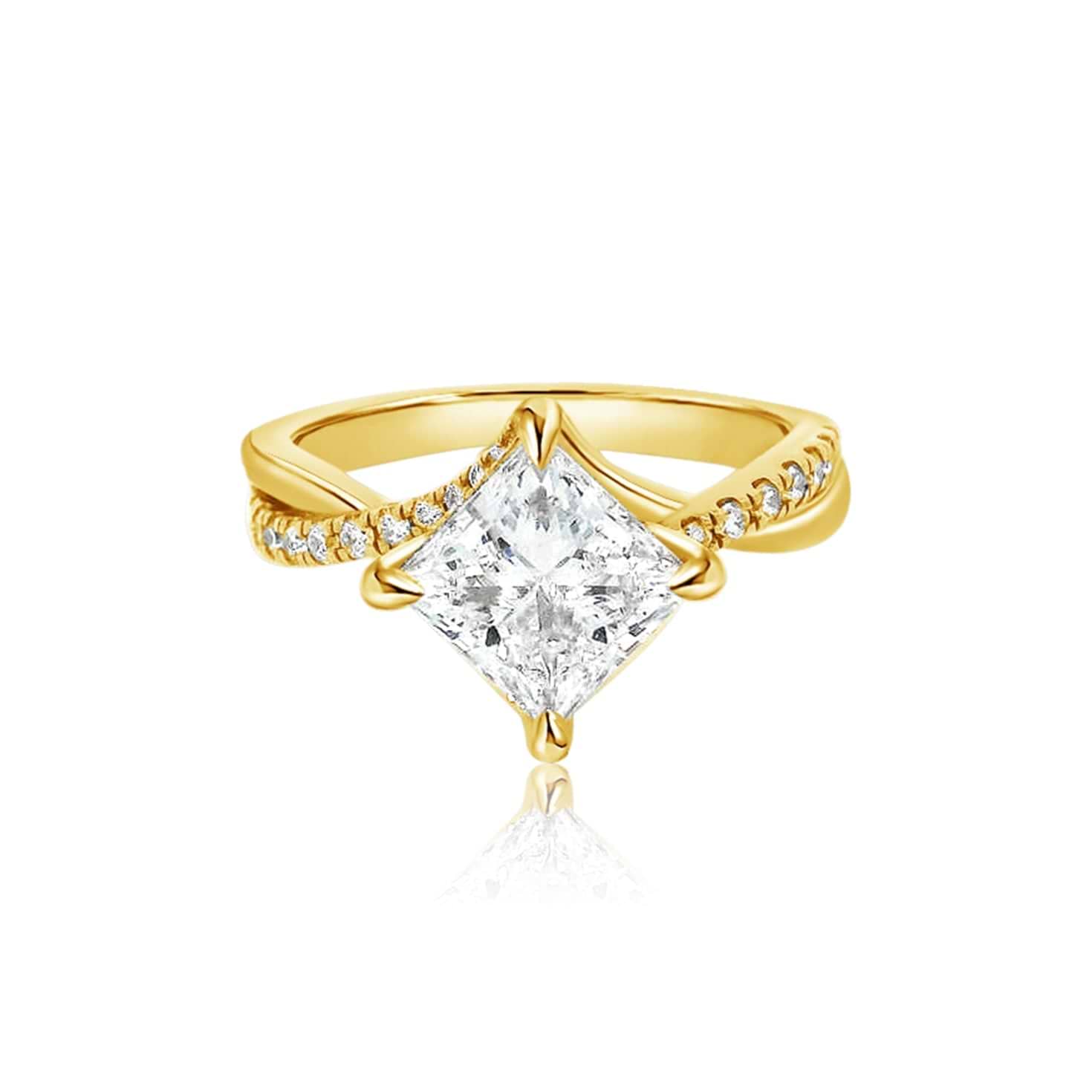 Princess Cut 2.00ct Diamond Pave Twist Ring