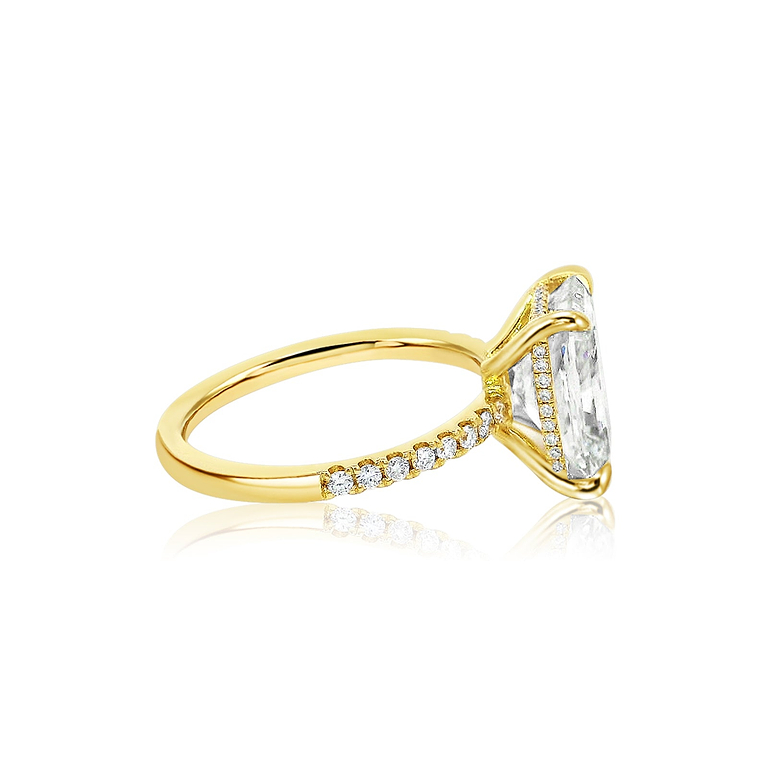 SOLD Radiant Cut 4.32ct Diamond Low Basket Pave Ring