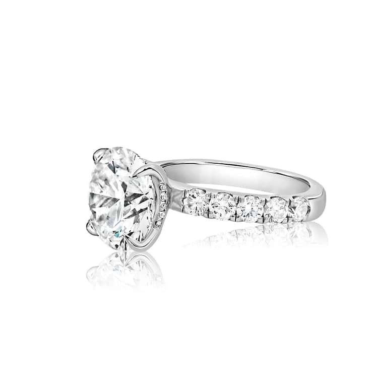 SOLD Round 4.48ct F VVS2 IGI Lab Diamond Wide Pave Ring