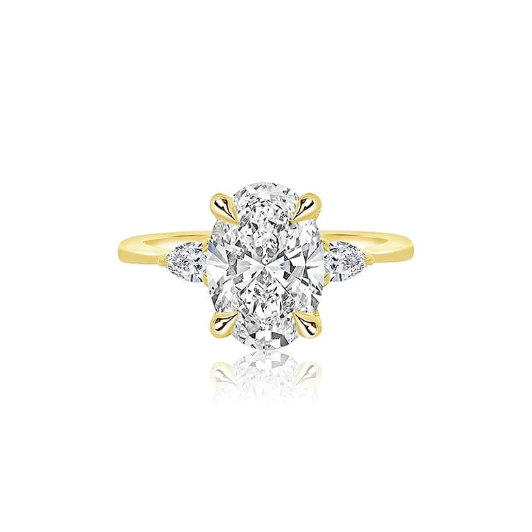 Oval 2.13ct F VS1 IGI Lab Diamond 3 Stone Ring