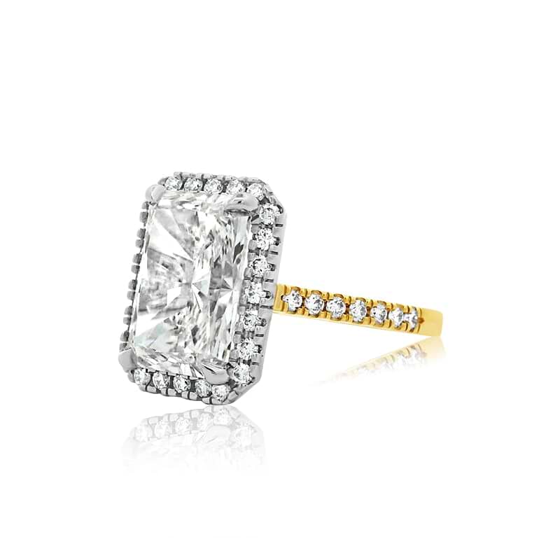 SOLD Radiant 5.22ct GVS1 IGI Lab Diamond Halo Ring