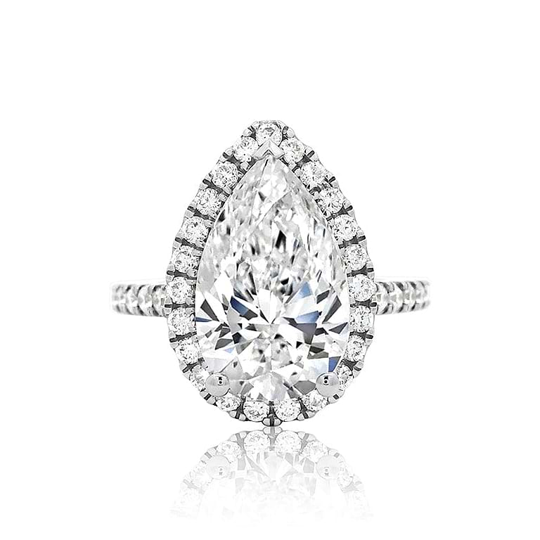 SOLD Pear 3.32ct Halo Diamond Ring