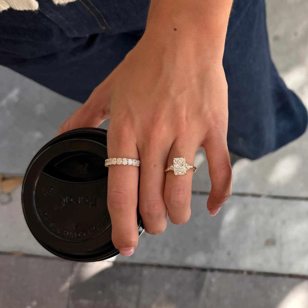 SOLD Radiant Cut 3.10ct Petite Cluster Ring