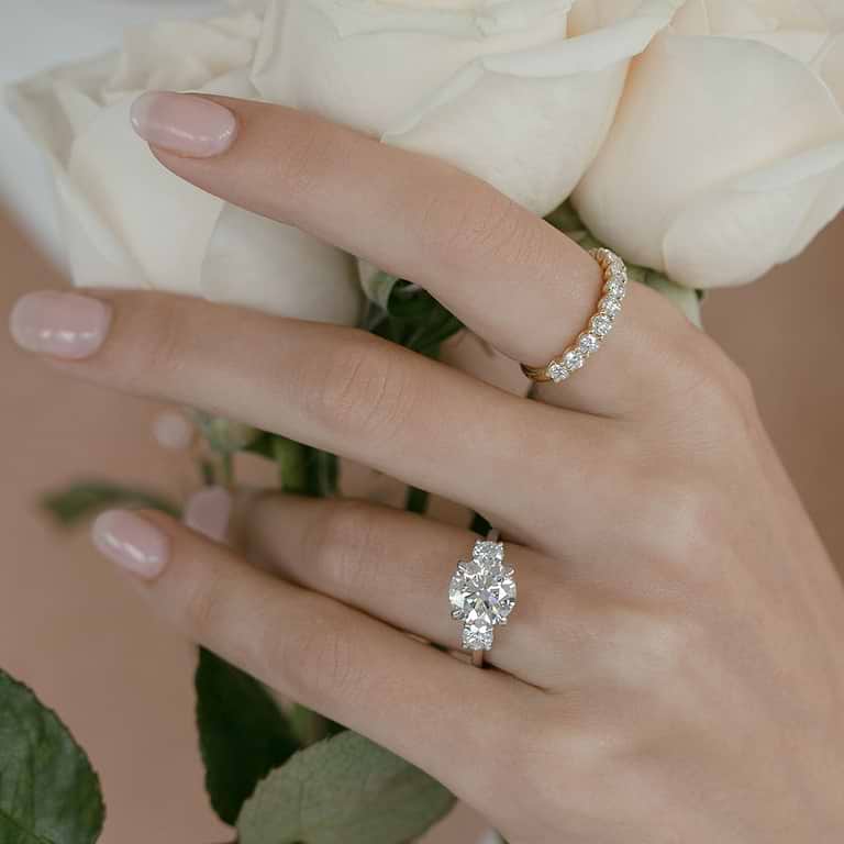 Round 3.43ct Three Stone Diamond Ring