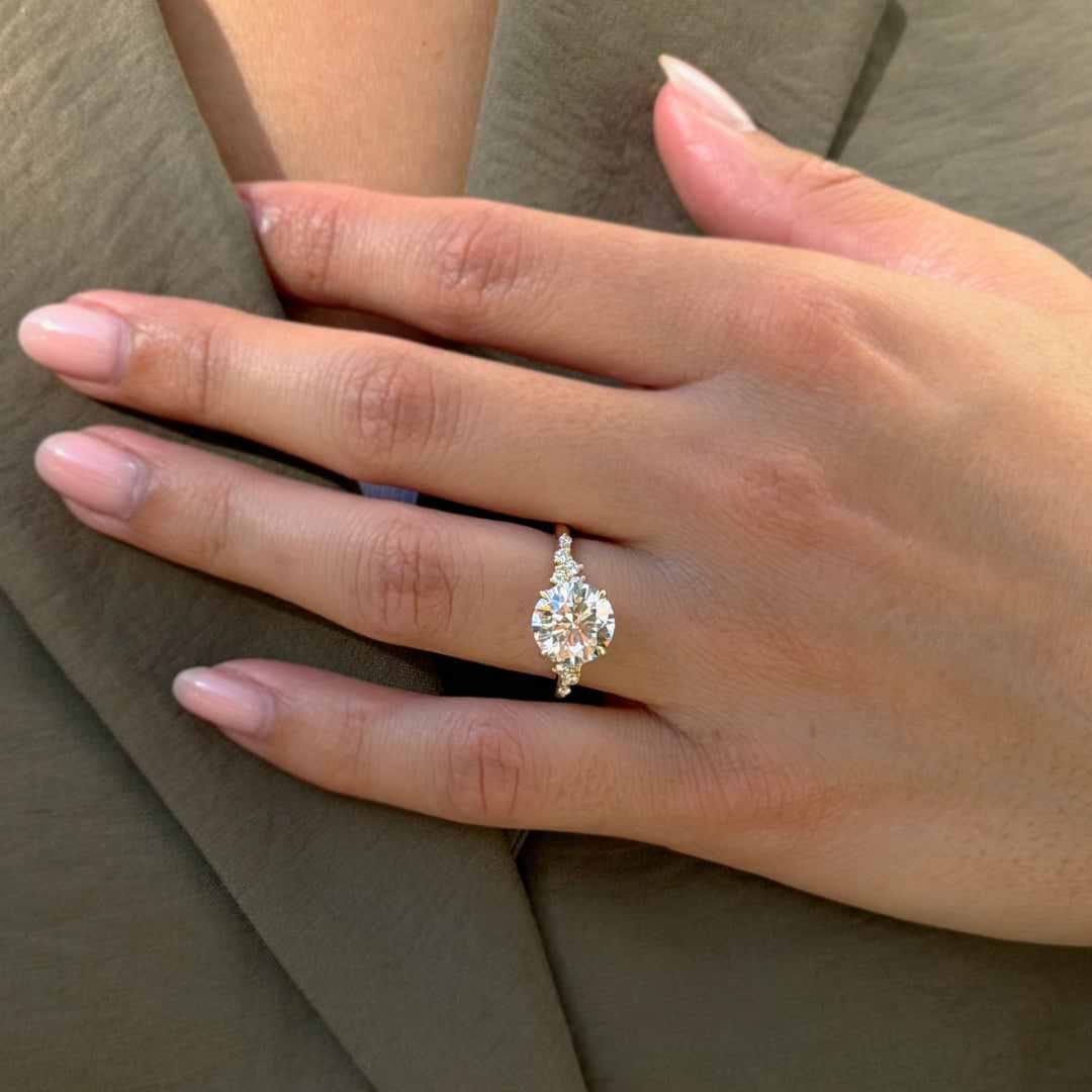 SOLD Round Cut 3.20ct Petals Cluster Ring
