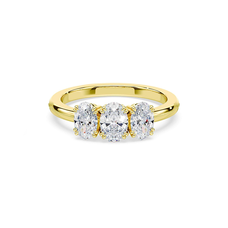 Antique Oval Step Cut 1.75ctw 3 Stone Lab Diamond Ring
