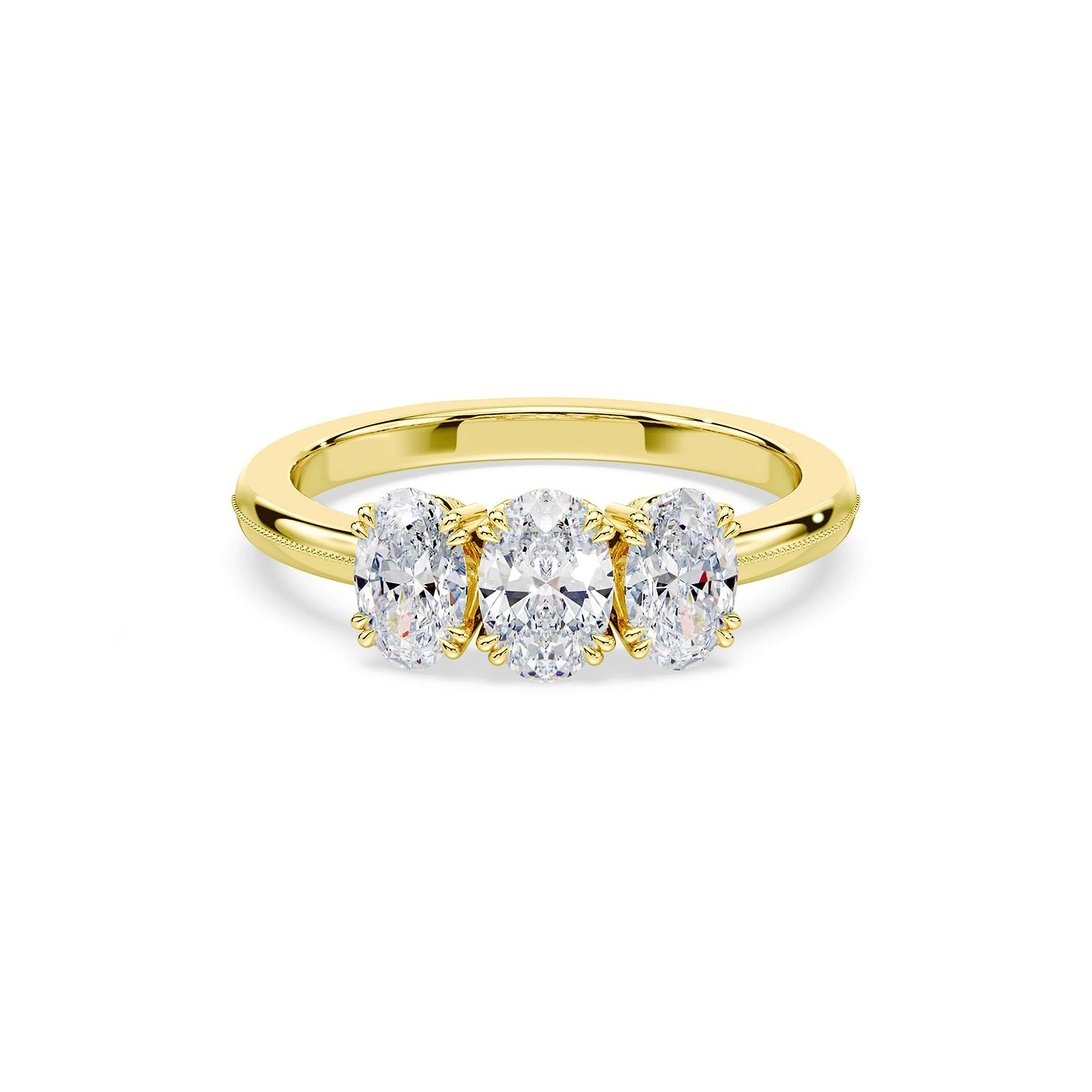 Antique Oval Step Cut 1.75ctw 3 Stone Lab Diamond Ring