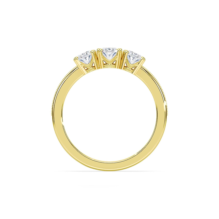 Antique Oval Step Cut 1.75ctw 3 Stone Lab Diamond Ring