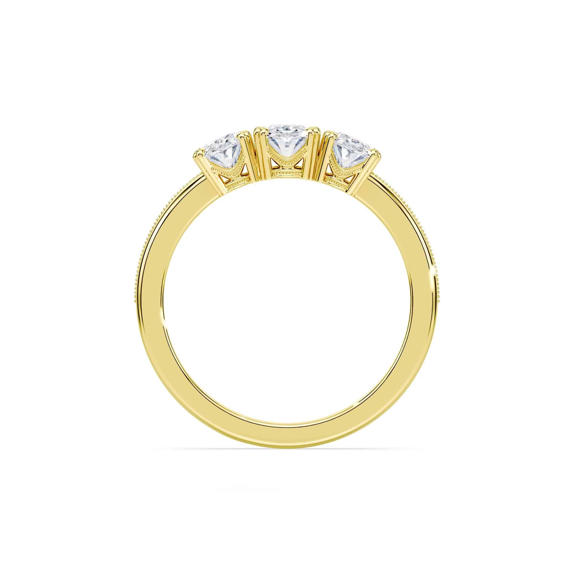 Antique Oval Step Cut 1.75ctw 3 Stone Lab Diamond Ring