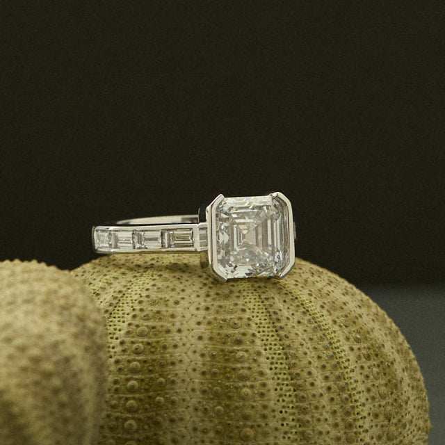 Asscher Cut 3.33ct Half Bezel Ring