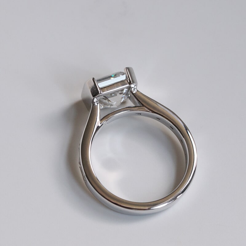 Asscher Cut 3.33ct Half Bezel Ring