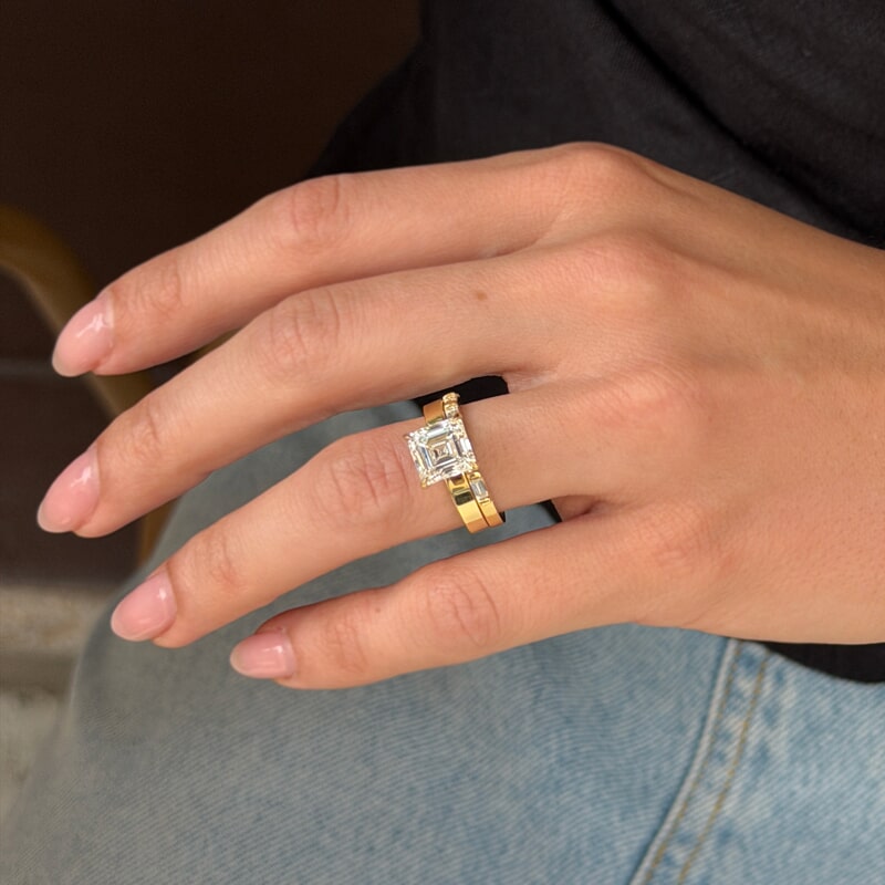 Asscher Cut 3.01ct Wide Solitaire Ring