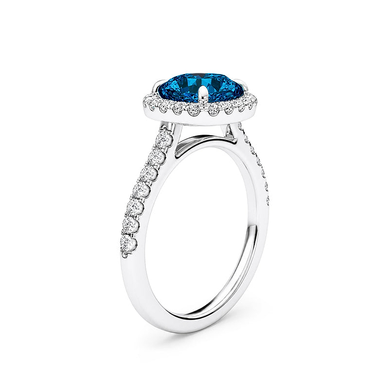 Blue Cushion 2.03ct Platinum Halo