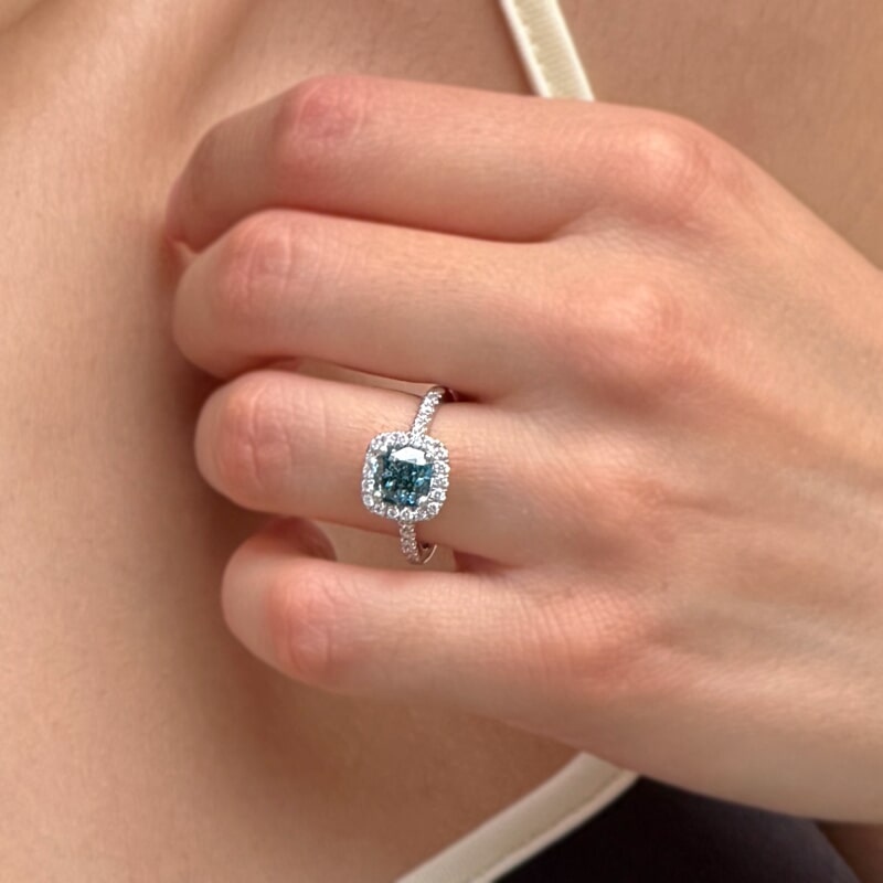 Blue Cushion 2.03ct Platinum Halo