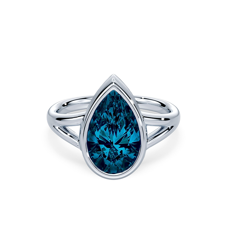 Blue Pear 4ct Lab Diamond Ring