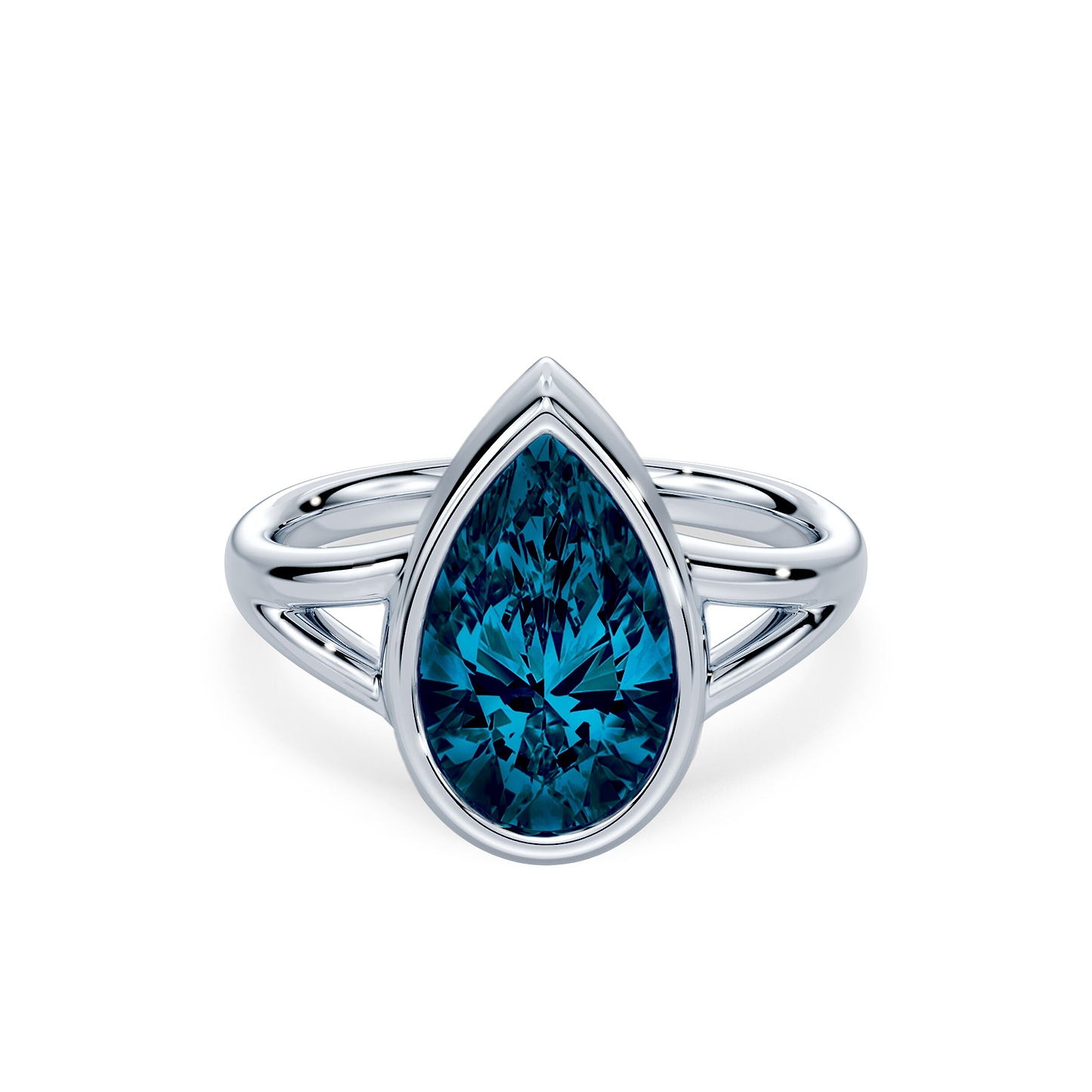 Blue Pear 4ct Lab Diamond Ring