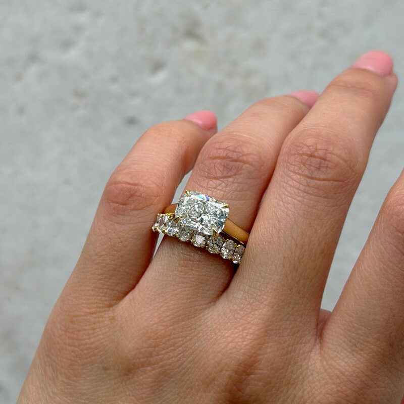 Cushion Cut 3.21ct East West Cathedral Ring
