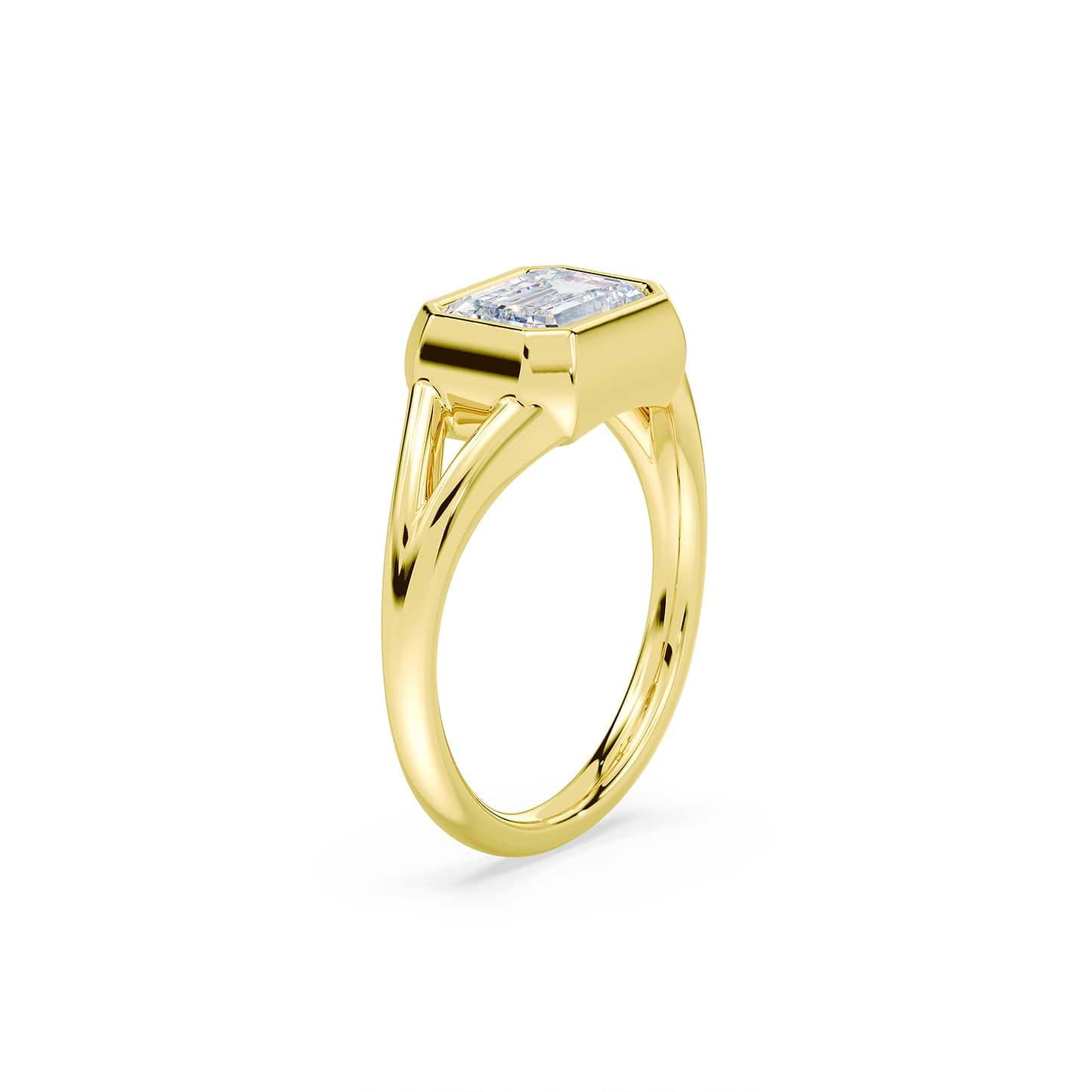 SOLD Emerald Cut 2.75ct East-West Split Shank Bezel Ring