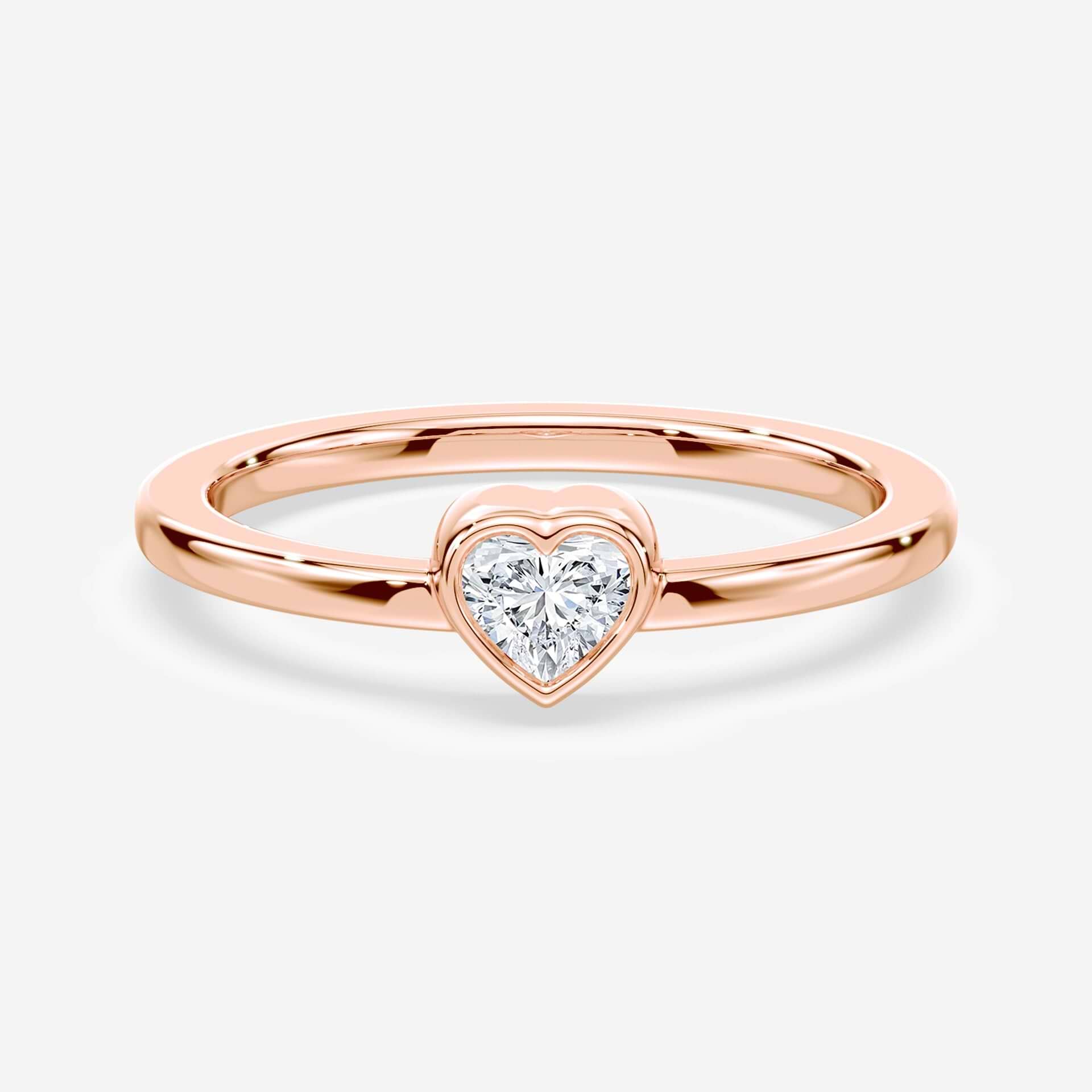 Heart Shaped Mini Bezel Rose Gold Ring