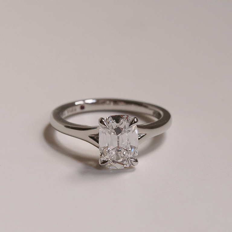 Old Mine 2.02ct Split Shank Solitaire Ring