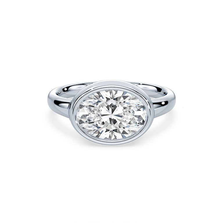 Oval Cut 2.62ct East West Wide Bezel Ring