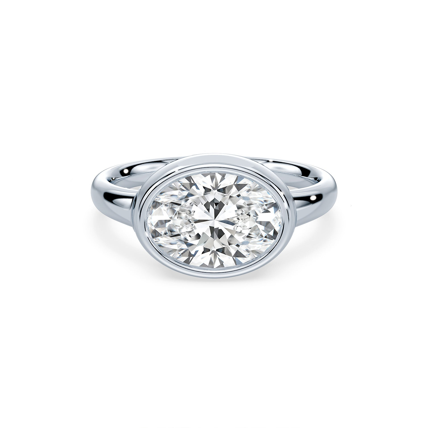 Oval Cut 2.62ct East West Wide Bezel Ring