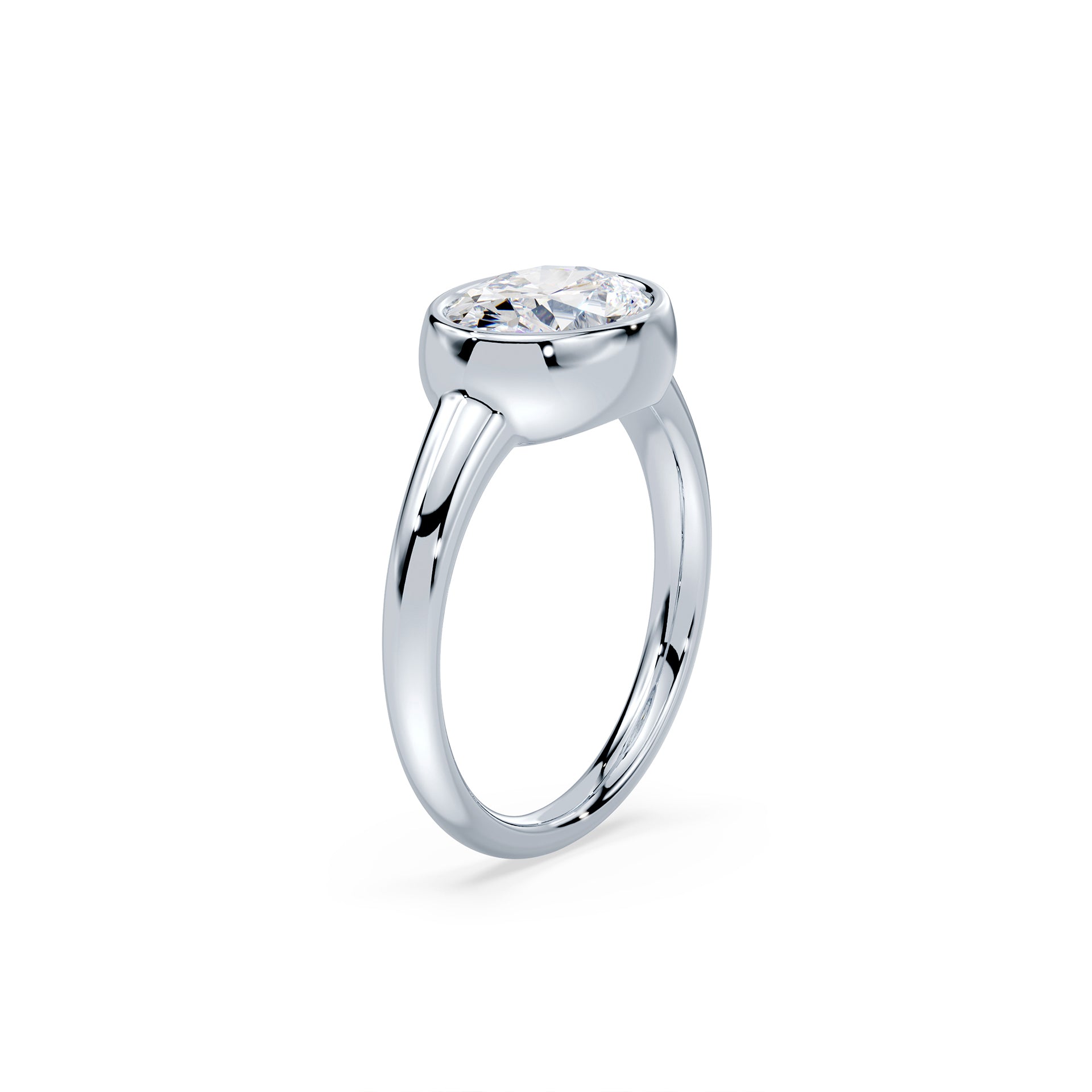 Oval Cut 1.31ct East West Wide Bezel Ring