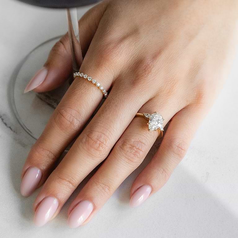 SOLD Pear 2.20ct F VS1 IGI Lab Diamond 3 Stone Ring
