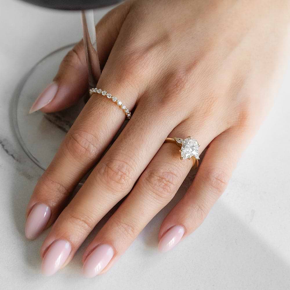 SOLD Pear 2.20ct F VS1 IGI Lab Diamond 3 Stone Ring