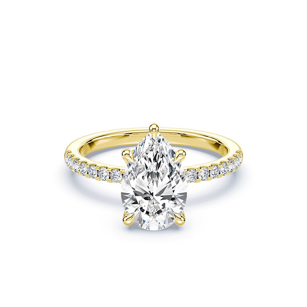 Pear Cut 2.80ct Low Profile Pave Ring
