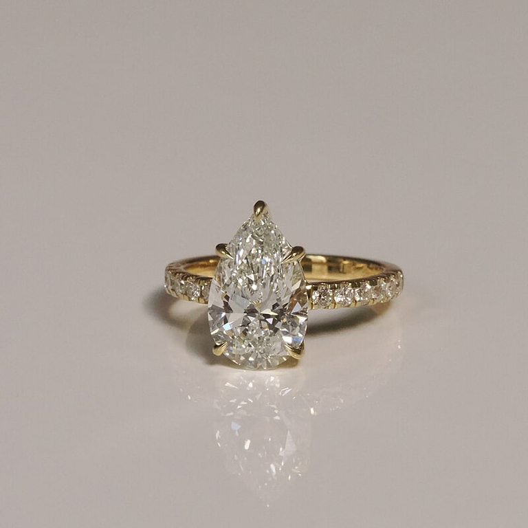 Pear Cut 2.80ct Low Profile Pave Ring