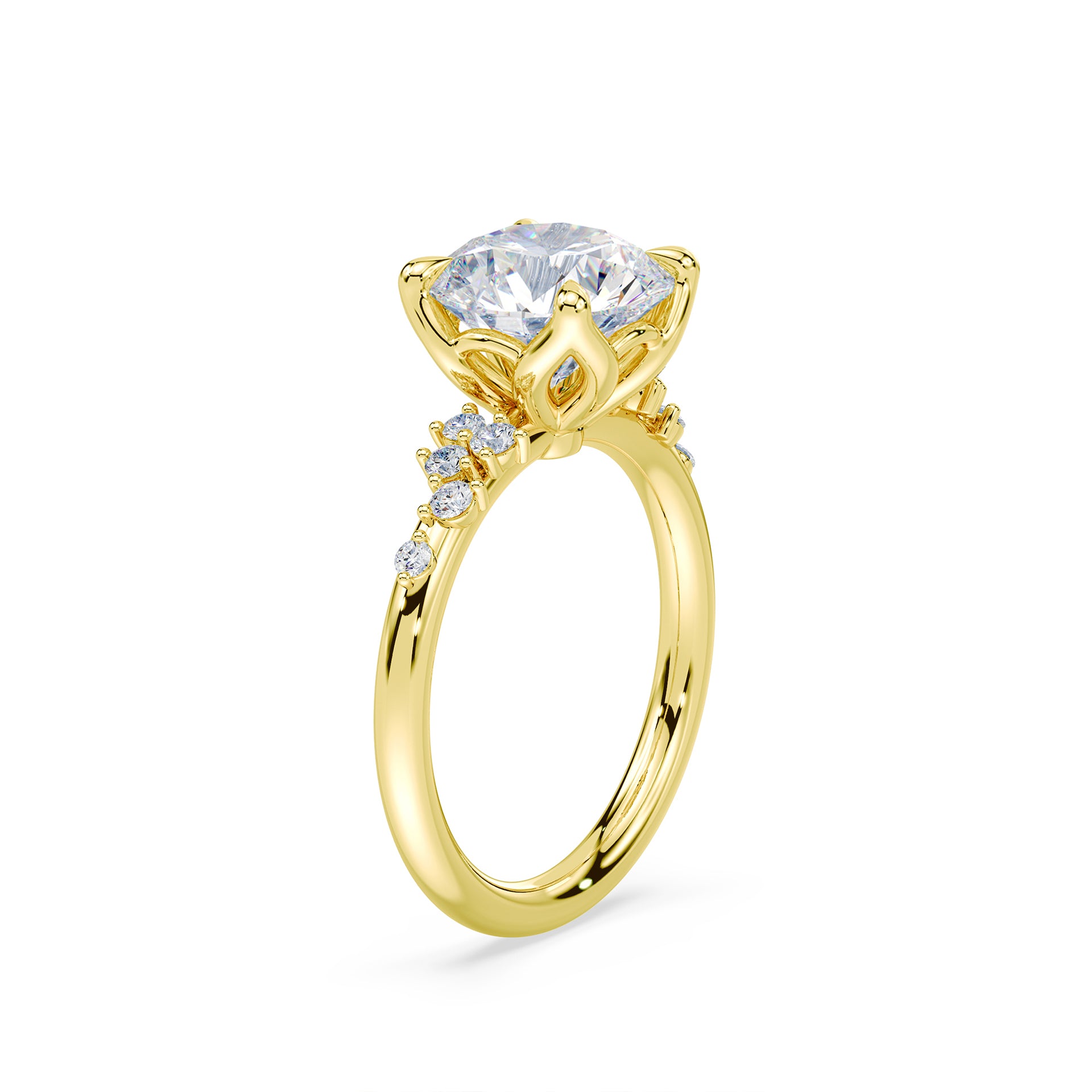 SOLD Round Cut 3.20ct Petals Cluster Ring